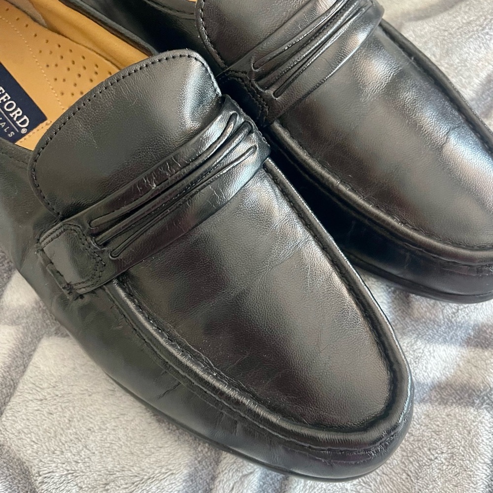 Stafford Essentials Black Leather Penny Loafers 11 M